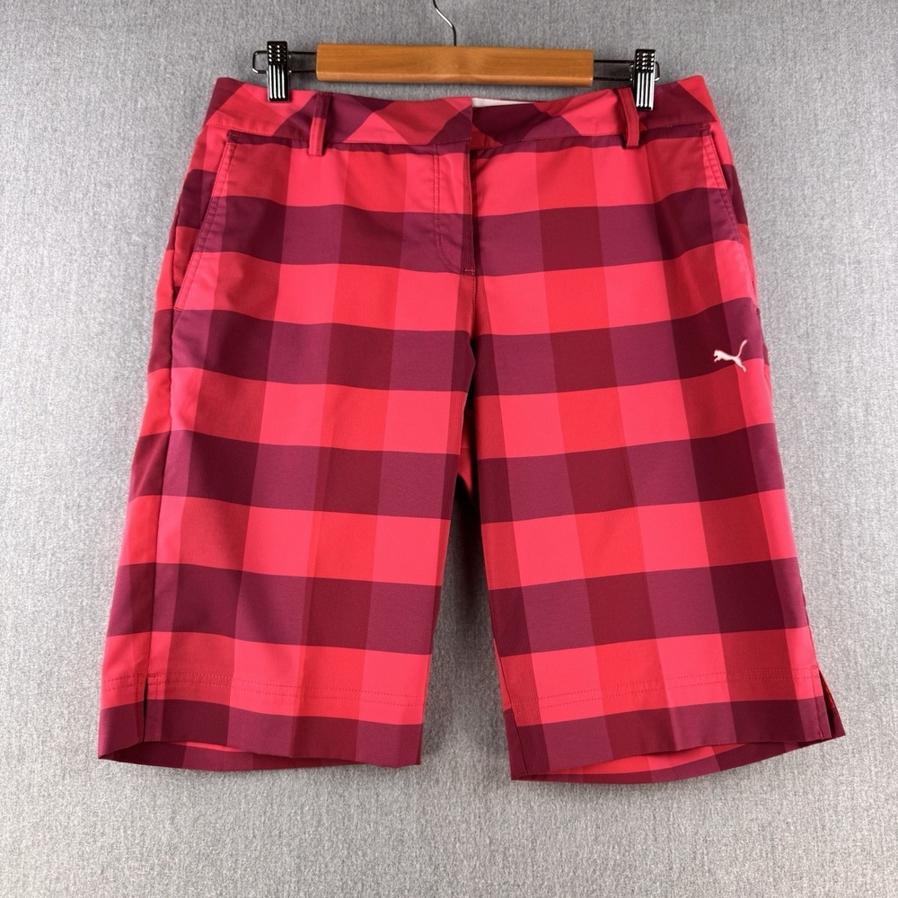 Puma Golf Women's Plaid Tech Bermuda Shorts Size 8